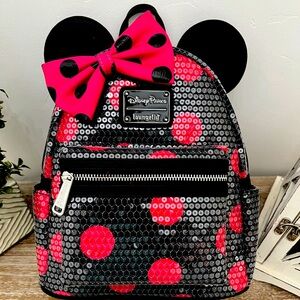 Disney park exclusive Loungefly Pink Polkadot with Sequins